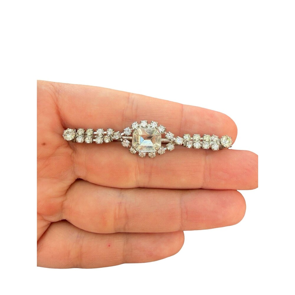 Vintage Jewelry Rhinestone Bar Pin Rhinestone Brooch